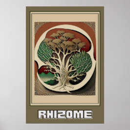 Abstrakte botanische Mauer Kunst, Rhizome Illustra Poster