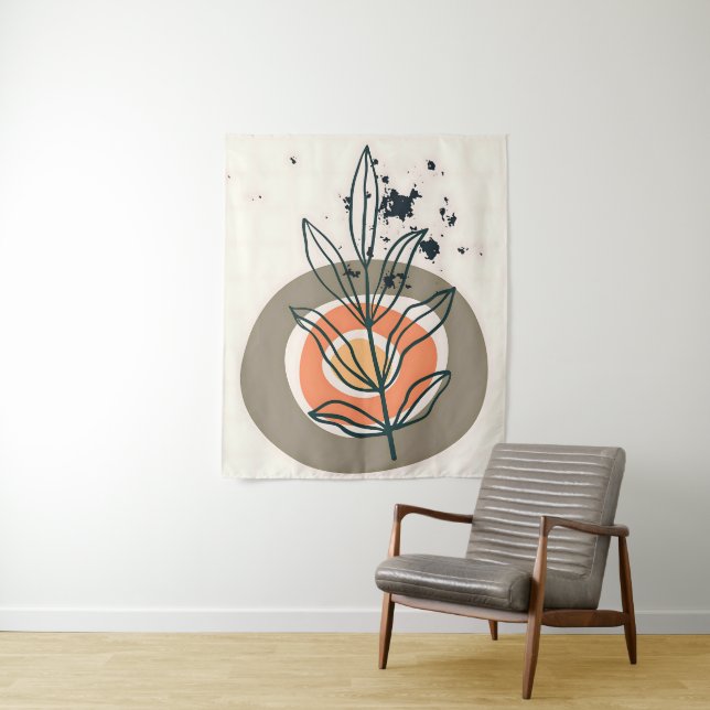 Abstrakte botanische Minimalis Wandteppich (Beispiel)