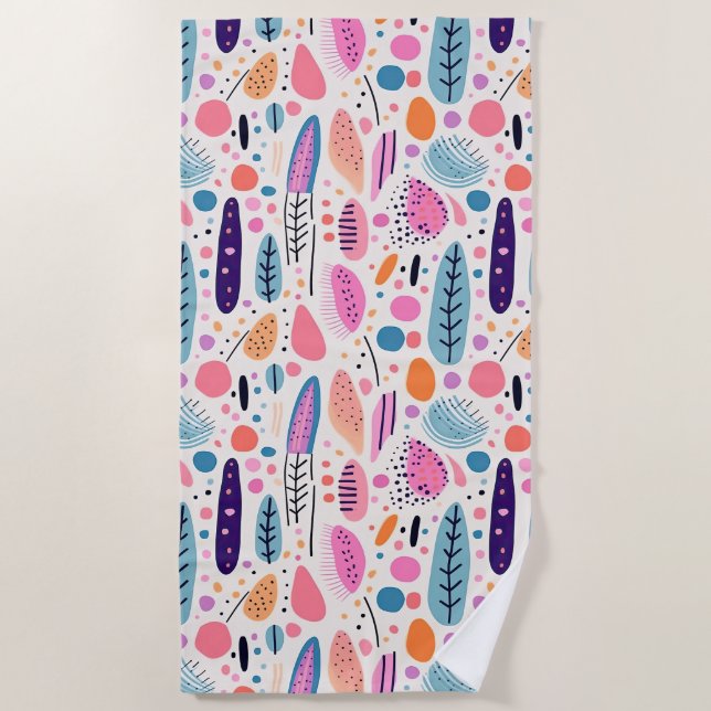 Abstrakte Botanische Muster Pastellfarben BOHO Chi Strandtuch (Vorderseite)
