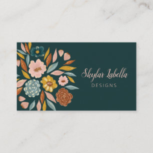 Abstrakte botanische Ölmalerei mit Blütenblättern Visitenkarte