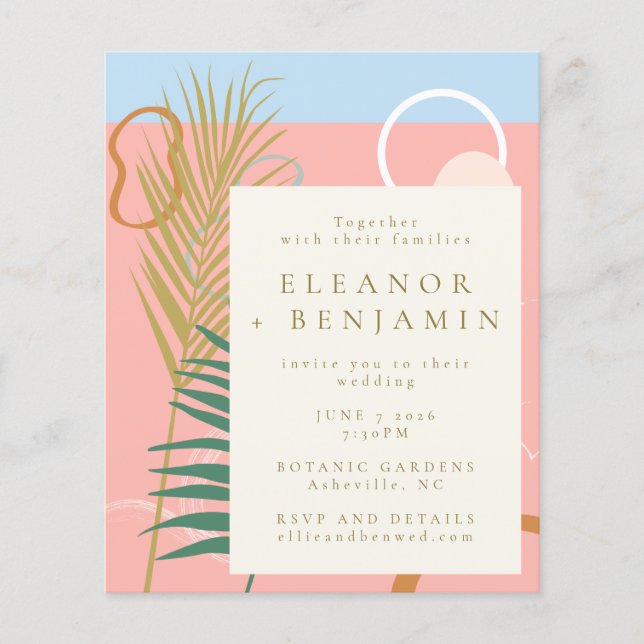 Abstrakte Botanische Pastelhochzeit (Vorderseite)