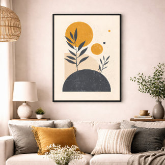 Abstrakte Botanische Sonne Geometrisch Minimal Gel Leinwanddruck