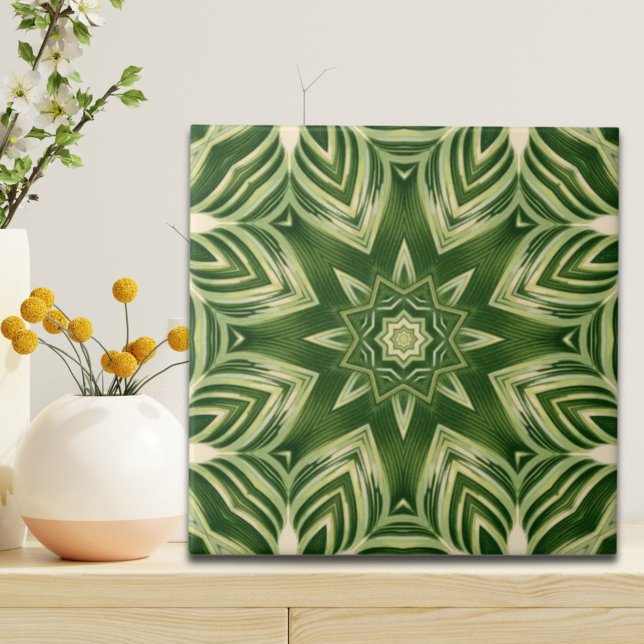 abstrakte botanische tropische Blätter mit Pflanze Fliese (greenery abstract botanical tropical palm leaves ceramic tile)