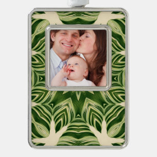 abstrakte botanische tropische Blätter mit Pflanze Rahmen-Ornament Silber