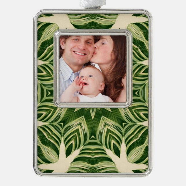 abstrakte botanische tropische Blätter mit Pflanze Rahmen-Ornament Silber (Vorderseite)