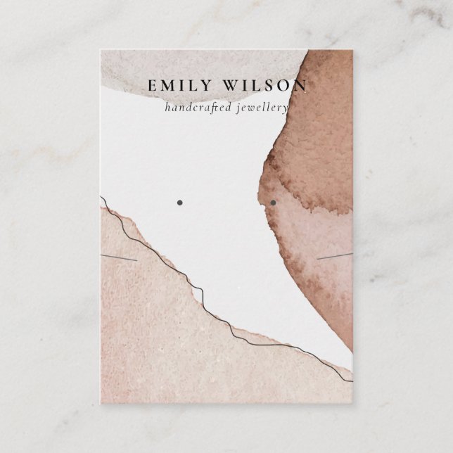 Abstrakte braune Aquarellfarben-Kette Ohrenanzeige Visitenkarte (Vorderseite)