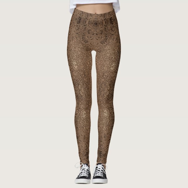 Abstrakte braune helle Proben Leggings (Vorderseite)