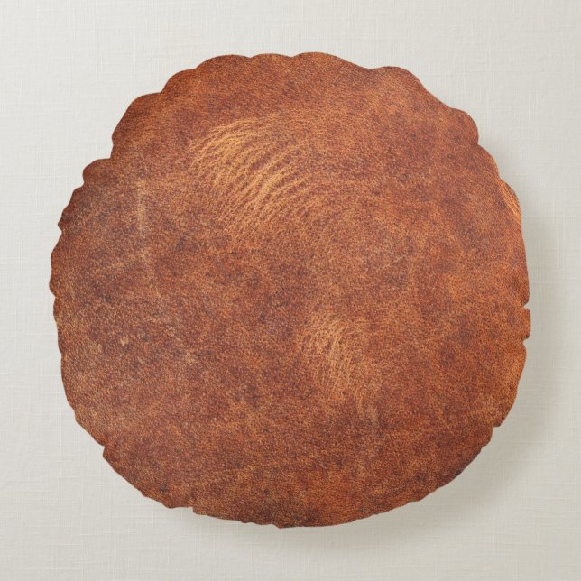 abstrakte braune Ledertextur, Hinterleder, t Rundes Kissen (Vorderseite)