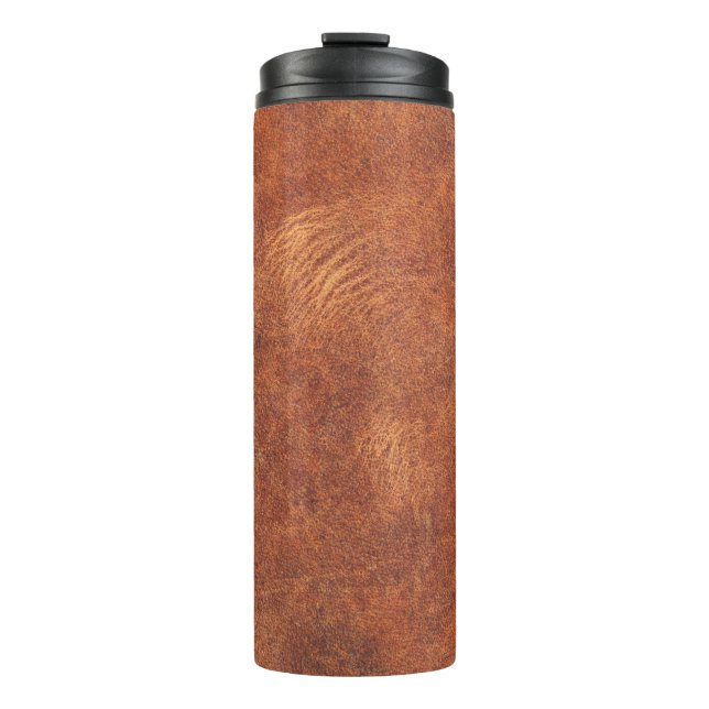 abstrakte braune Ledertextur, Hinterleder, t Thermosbecher (Vorderseite)