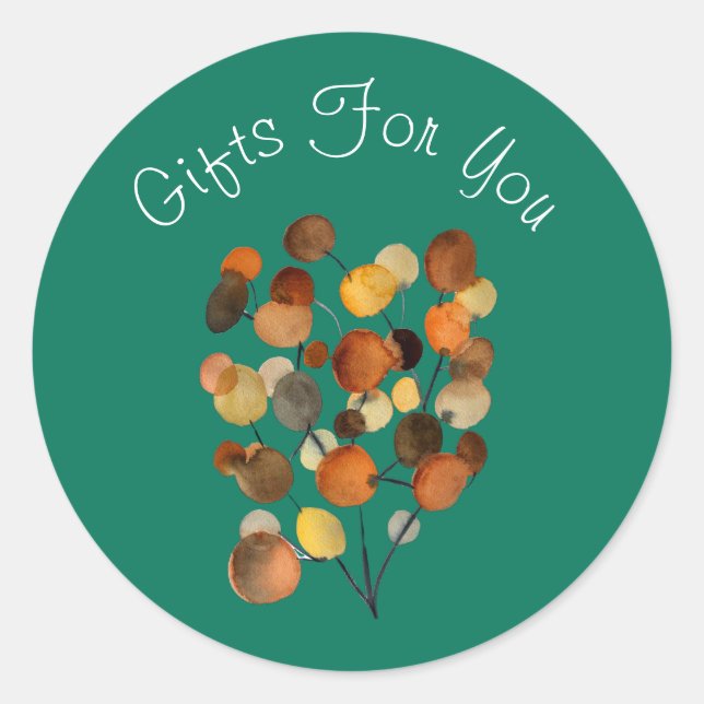 Abstrakte Brauntöne auf der aquamarinen Geschenkma Runder Aufkleber (Vorderseite)