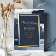 Abstrakte Brautdusche Einladung | Gold Navy Blue