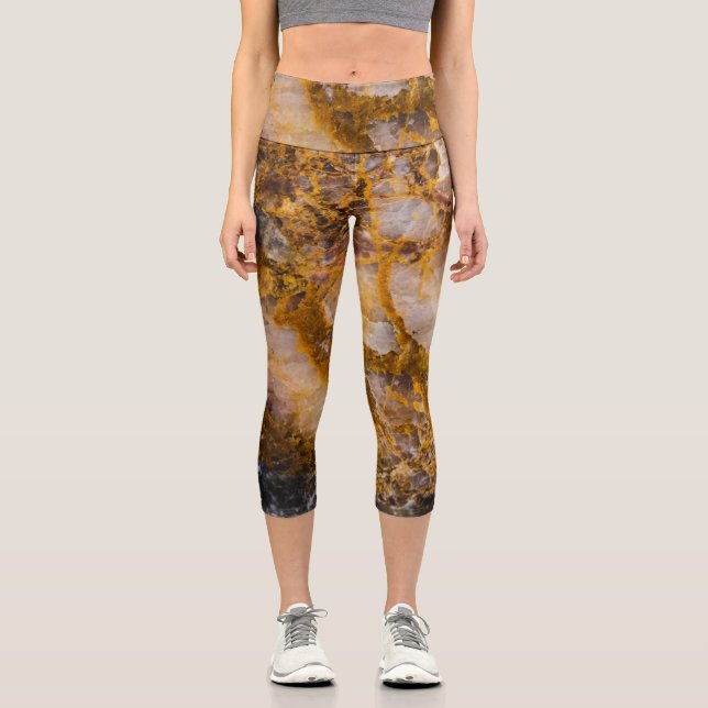 Abstrakte Bronzestruktur Capri Leggings (Vorderseite)