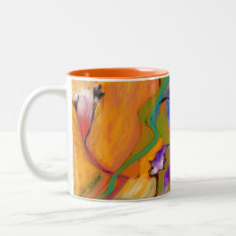 Abstrakte bunte Blumen-TASSE Zweifarbige Tasse