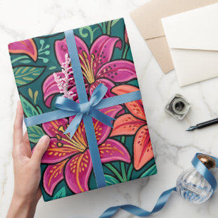 Abstrakte bunte Lilien Monarch Geschenkpapier