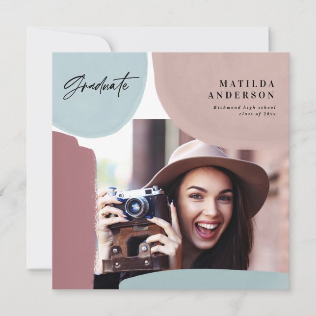 Abstrakte bunte Multi-Foto-Abschlussfeier Ankündigung (Vorderseite)