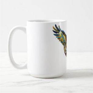 Abstrakte bunte Pinselstrichkunst mit fliegendem U Kaffeetasse