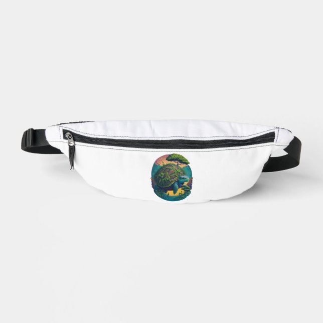 Abstrakte bunte Schildkröte mit Planet Erde Bauchtasche (Vorderseite)