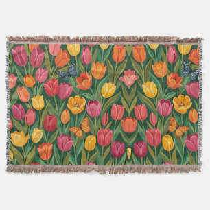 Abstrakte bunte Tulpen Schmetterlinge Decken