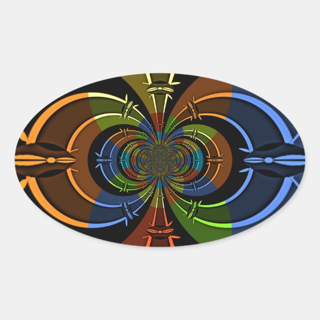 Abstrakte Burst Art Print Ovaler Aufkleber (Vorderseite)