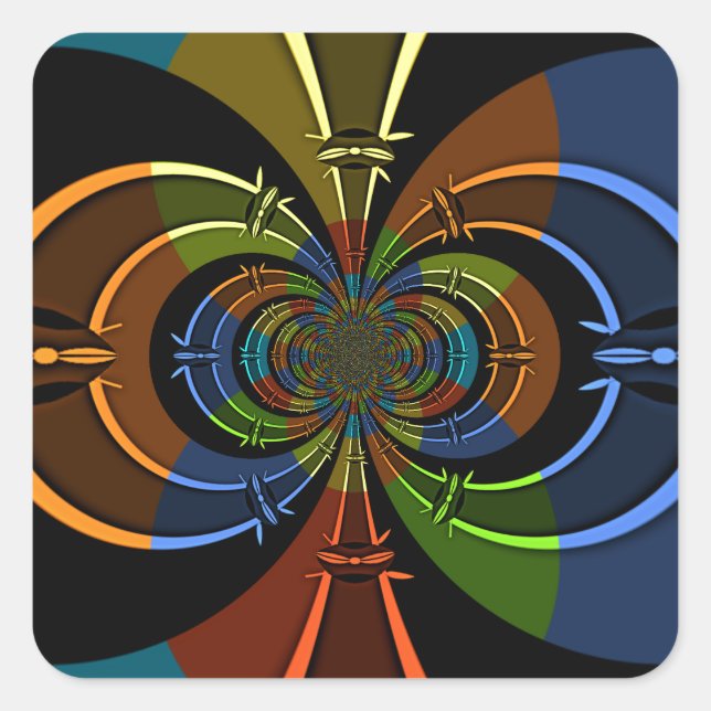 Abstrakte Burst Art Print Quadratischer Aufkleber (Vorderseite)