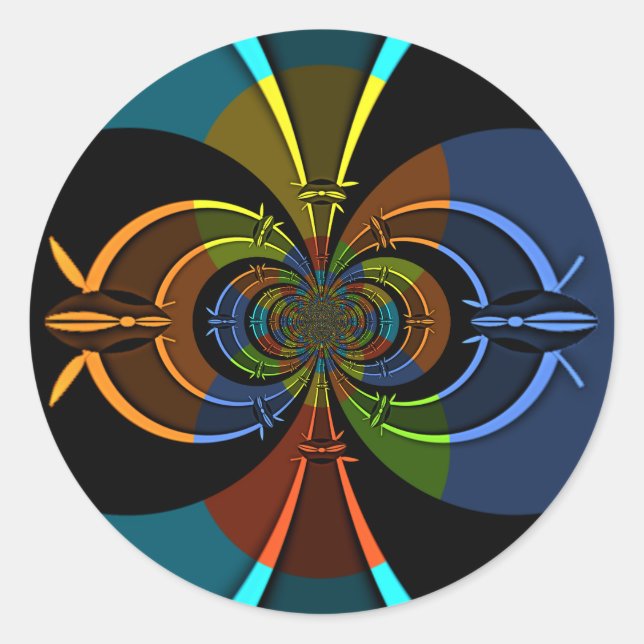 Abstrakte Burst Art Print Runder Aufkleber (Vorderseite)
