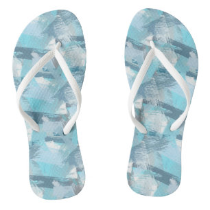 abstrakte Bürste streicht aquamarines Muster Flip Flops