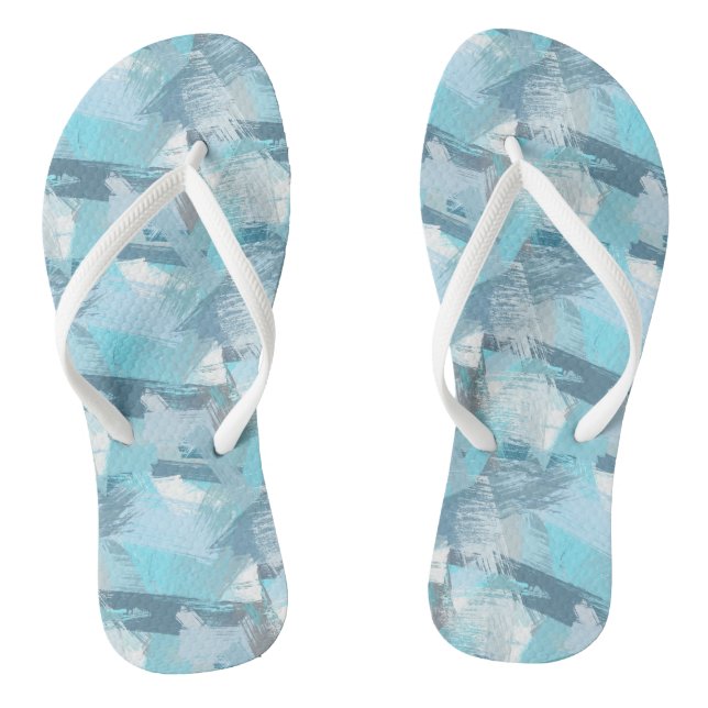 abstrakte Bürste streicht aquamarines Muster Flip Flops (Fußbett)