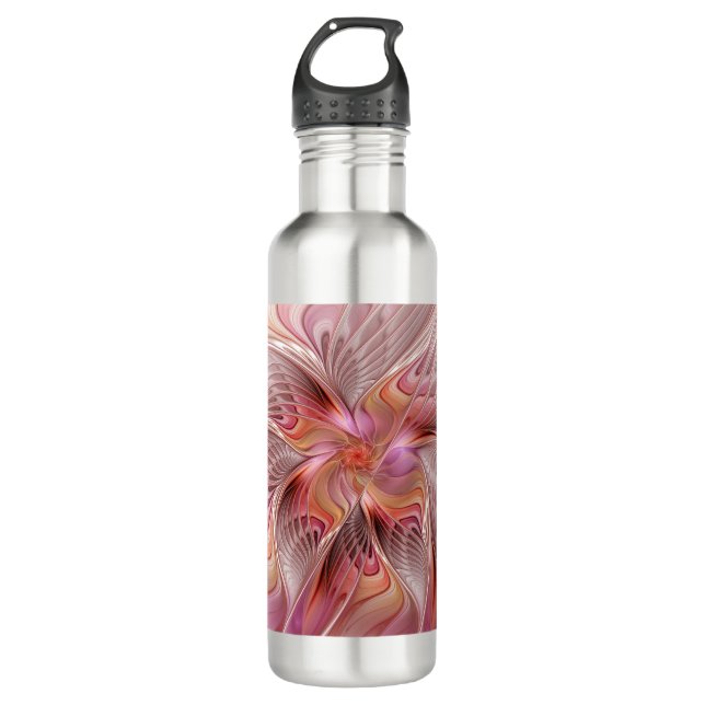 Abstrakte Butterfly Farbenfrohe Fantasie Fraktal K Edelstahlflasche (Vorderseite)