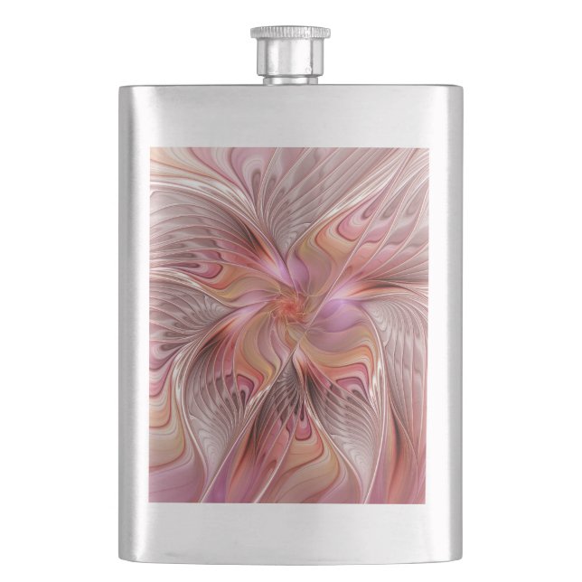 Abstrakte Butterfly Farbenfrohe Fantasie Fraktal K Flachmann (Vorderseite)