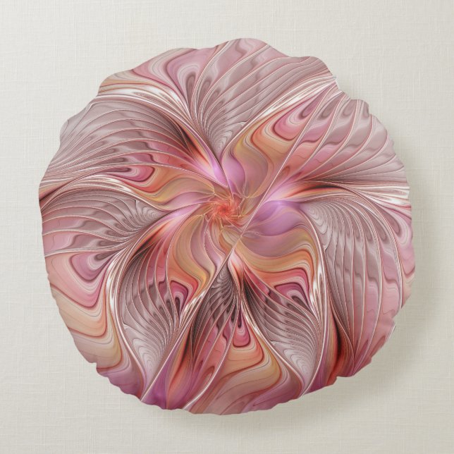 Abstrakte Butterfly Farbenfrohe Fantasie Fraktal K Rundes Kissen (Rückseite)