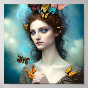 Abstrakte Butterfly Princess Poster