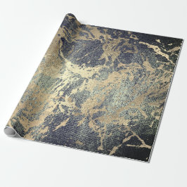 Abstrakte Cali Green Paint Golden Metallic Strokes Geschenkpapier