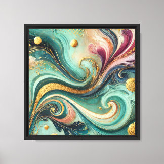 Abstrakte Canvas-Printwerbung mit Goldenem Fluss - Leinwanddruck