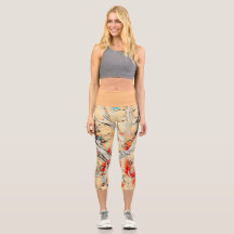 Abstrakte Capri-Leggings in Gold