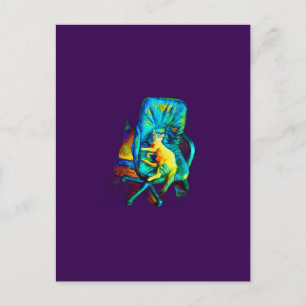 ABSTRAKTE CAT ART EXTRA FARBIG VON SIXSOX FEIERTAGSPOSTKARTE
