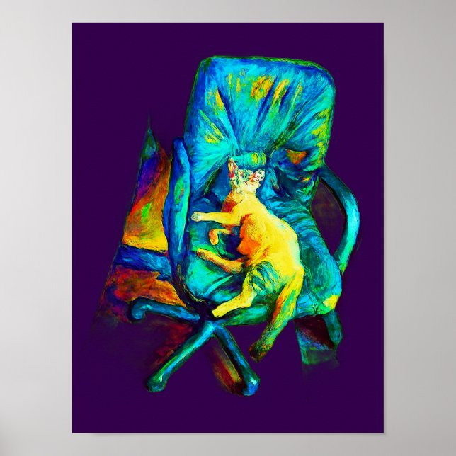ABSTRAKTE CAT ART EXTRA FARBIG VON SIXSOX POSTER (Vorne)