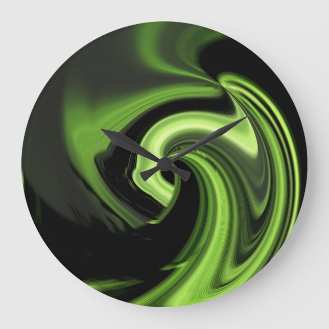 Abstrakte Chartreuse-Uhr Große Wanduhr (Vorderseite)