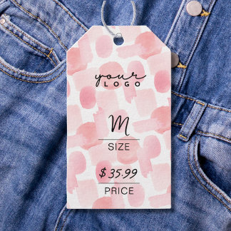 Abstrakte Chic Blush Pink QR Kleidungstarife Tags Geschenkanhänger