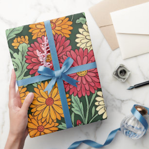 Abstrakte Chrysanthemen Schmetterlinge Geschenkpap Geschenkpapier