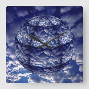 Abstrakte Cloud-3D-Sphäre Quadratische Wanduhr
