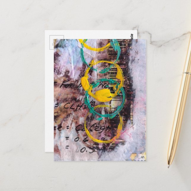 abstrakte Collage mit Kreisen Postkarte (Vorderseite/Rückseite Beispiel)