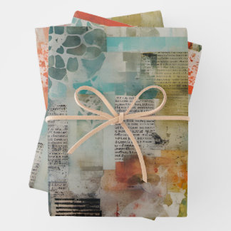 Abstrakte Collage Mixed Media Abstrakt Geschenkpapier Set