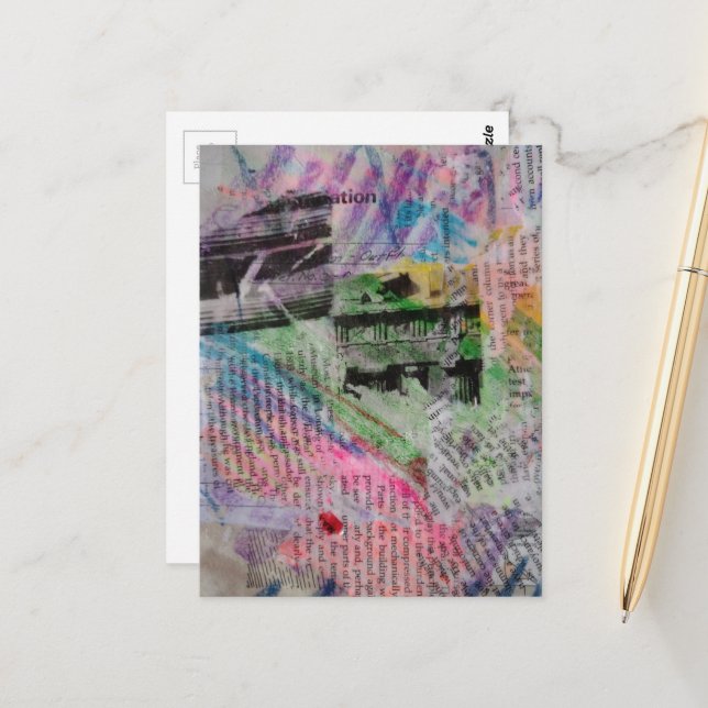 abstrakte Collage Postkarte (Vorderseite/Rückseite Beispiel)