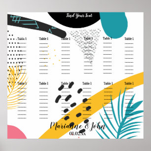 Abstrakte Collage Tropische Hochzeit Sitzordnung Poster