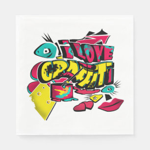 Abstrakte Comicen Graffiti-Stil Text grunge urban  Serviette