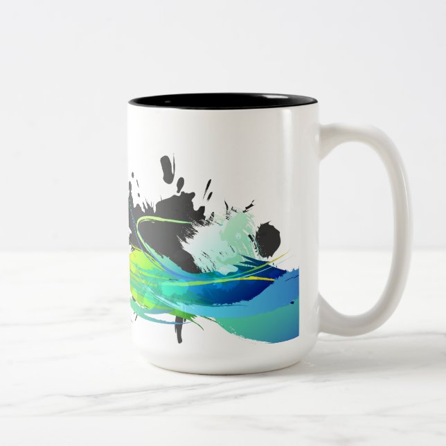 Abstrakte coole Gewässer Paint Spritzer Zweifarbige Tasse (Rechts)
