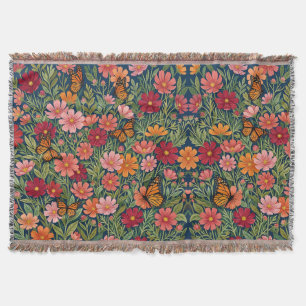 Abstrakte Cosmos-Blumen Orangefarbene Schmetterlin Decke