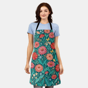 Abstrakte Cottagecore-Zinnias- und Schmetterlings- Schürze