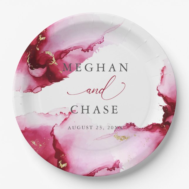 Abstrakte Crimson Raspberry Rot Paper Plate Pappteller (Vorderseite)