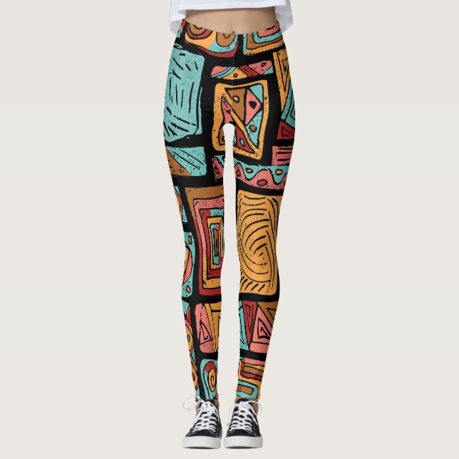 Abstrakte Cubes Leggings (Vorderseite)